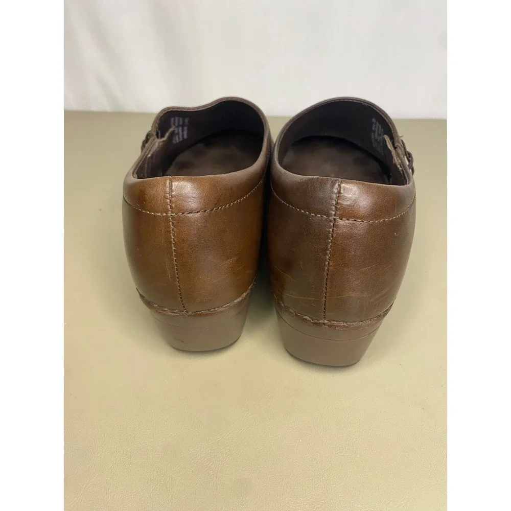 Dansko Stacie Brown Leather Nursing Mules Clogs Women 39 Slip On Shoes Comfort